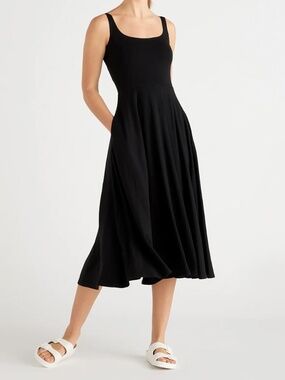 TENSEL JERSEY FIT & FLARE DRESS MID